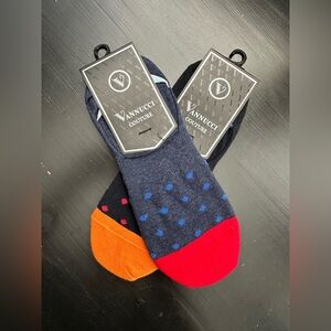 Vannucci Couture 2-Pl Men’s No Show Sock Navy/Denim